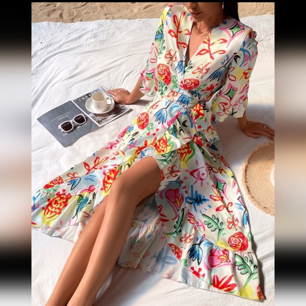 18- floral print wrap dress